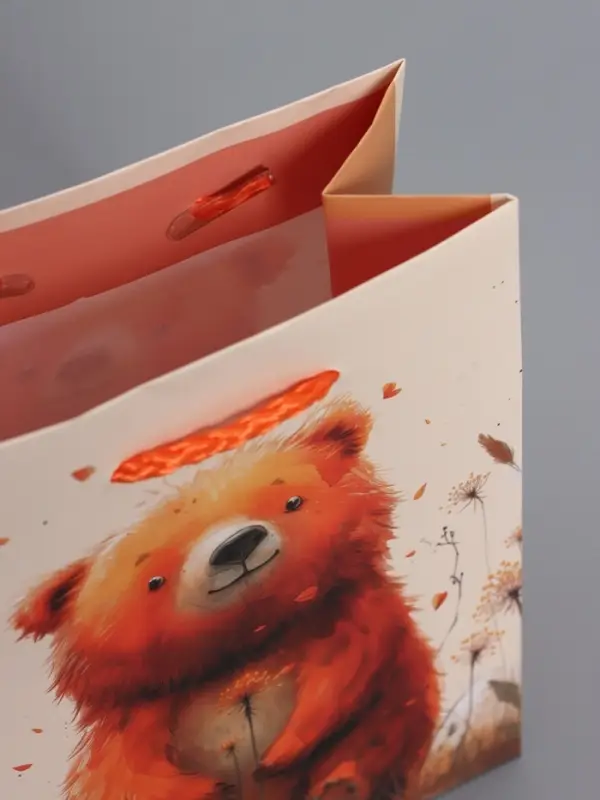 Пакет подарочный "Мишка в поле" ламинированый 11,5 х 14,5 х 6,5 см