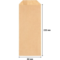 Пакет бумажный  80x20х220, 70 гр/м2, крафт, коричневый, 500 шт/уп