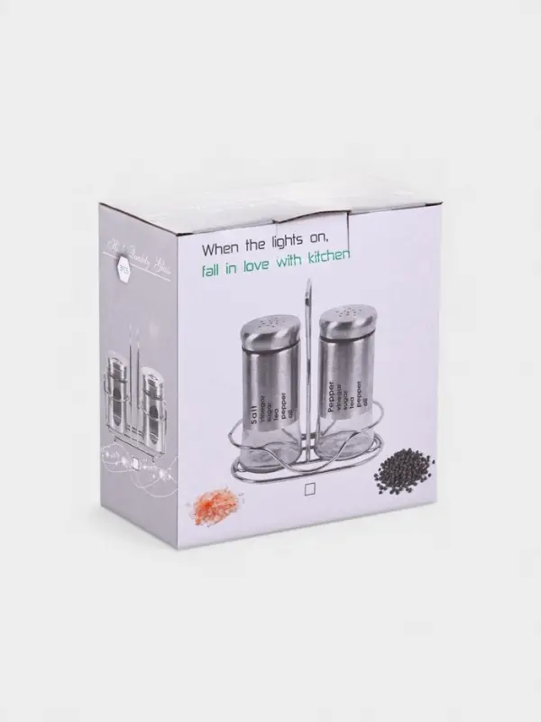 Набор для специй &laquo;Сияние.Silver&raquo;, 2 шт., на подставке, стекло, серебристый