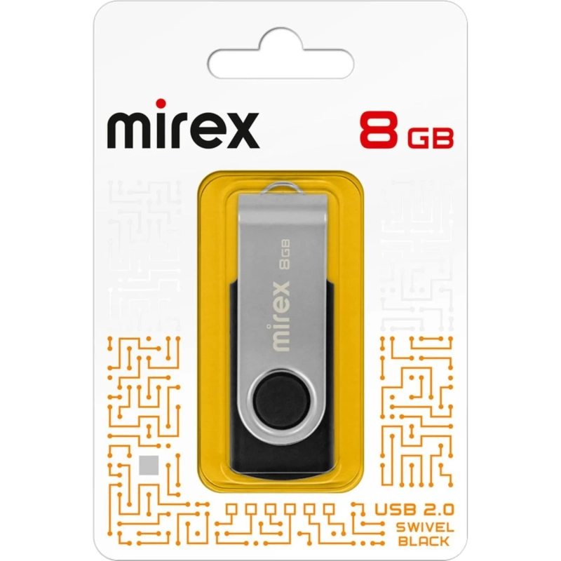 Флеш-память Mirex USB SWIVEL BLACK 8Gb (13600-FMURUS08 )