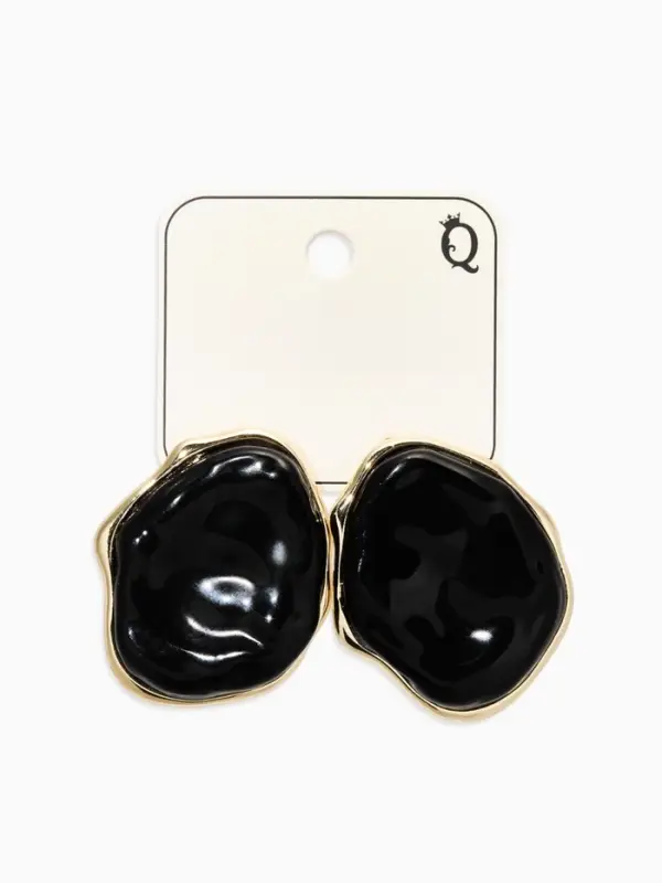 Серьги акрил мятый "Овал", цвет чёрный в золоте