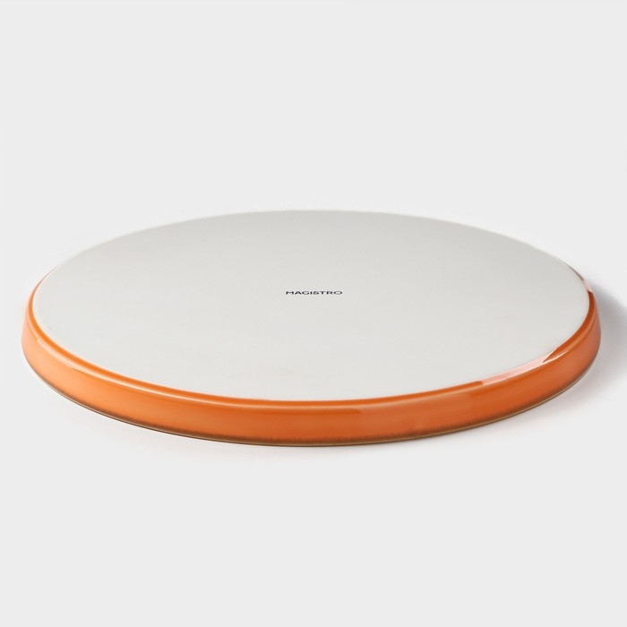 Тарелка фарфоровая с бортиком Magistro «Церера», d=25,5 см, цвет оранжевый Тарелка фарфоровая с бортиком Magistro «Церера», d=25,5 см, цвет оранжевый