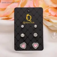 Пусеты 3 пары «Сердце», цвет МИКС Пусеты 3 пары «Сердце», цвет МИКС