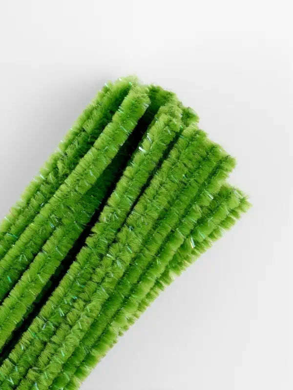 Синельная проволока, набор 50 шт., зелёная с люрексом, 30 см