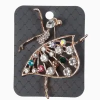 Брошь &laquo;Балерина&raquo;, в платье, цветная в золоте