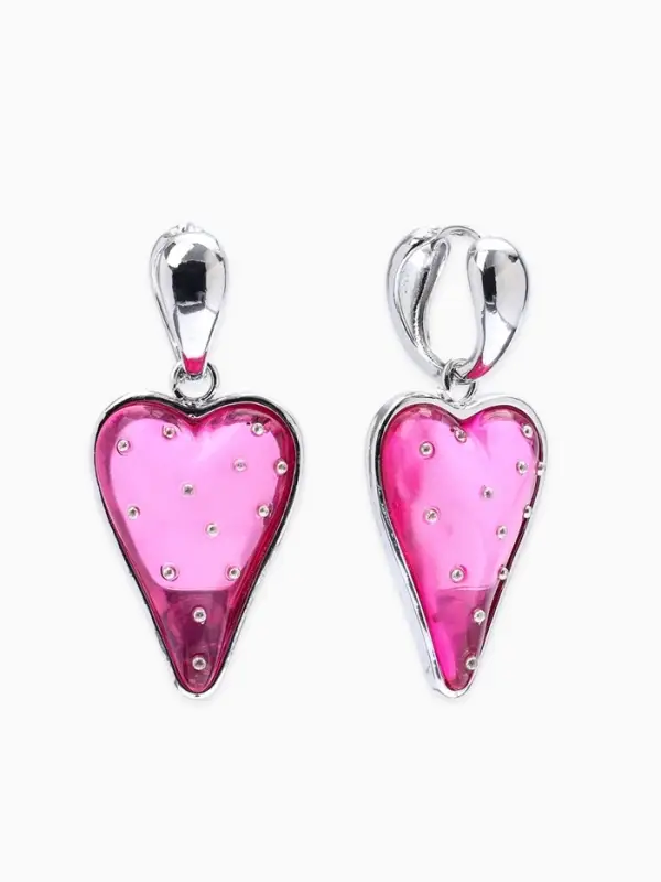 Серьги ассорти &laquo;Клубника-сердце&raquo;, розовый в серебре
