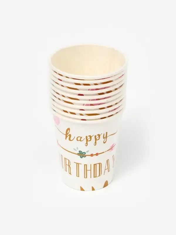Бумажные стаканы "Happy birthday" (набор 10шт)