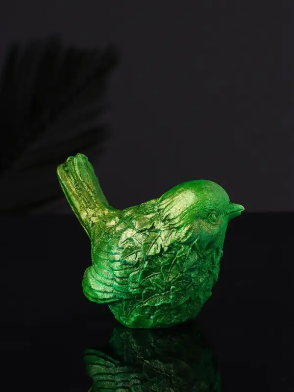 Фигура "Птичка №3 9х6х5 см, зеленый с позолотой