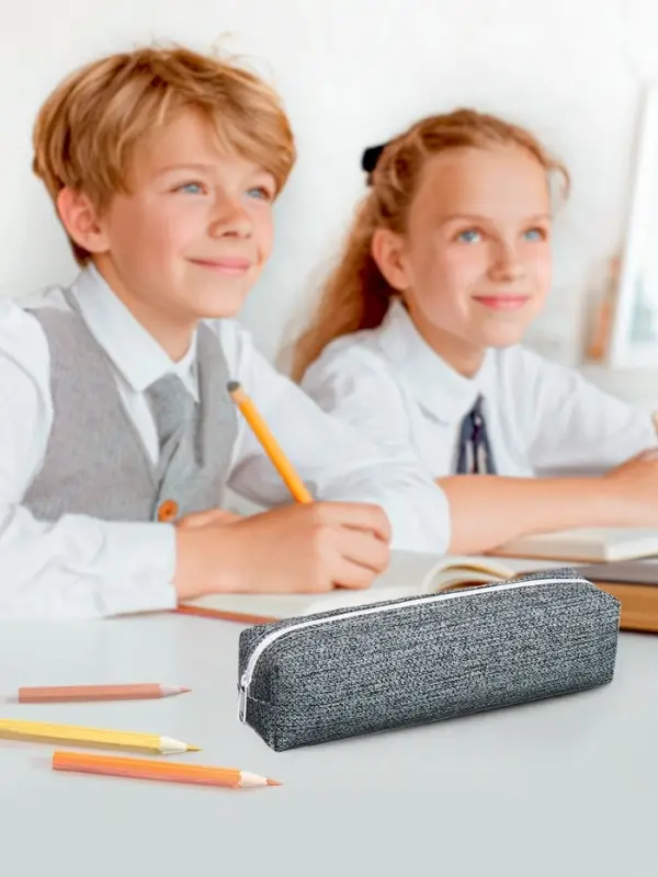 Пенал школьный на молнии Calligrata &laquo;Твид&raquo;, 1 отделение, серый