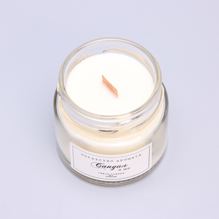 Свеча ароматическая из соевого воска в банке, 75 г, сандал и ши Свеча ароматическая из соевого воска в банке, 75 г, сандал и ши