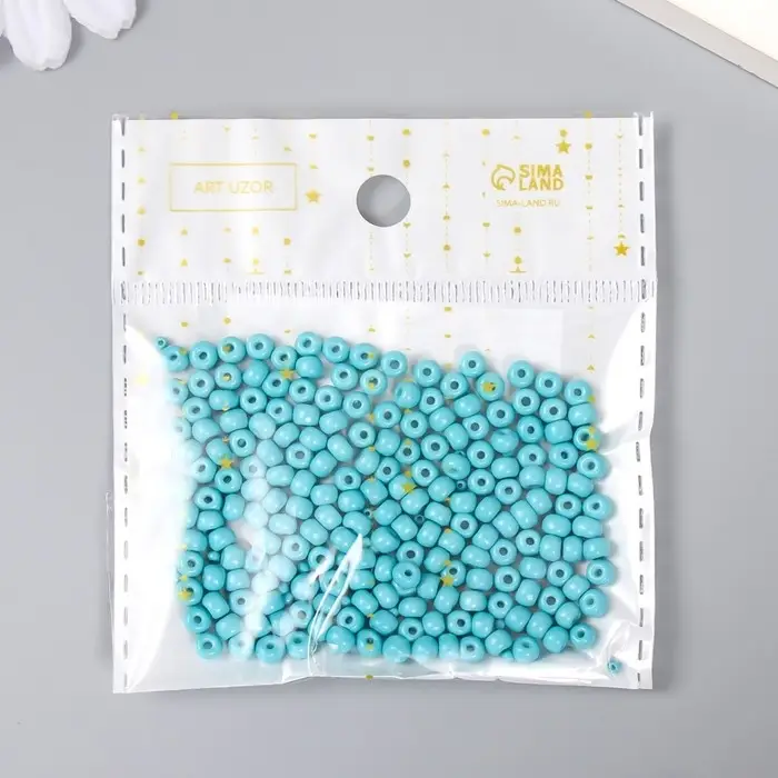 Бисер стекло 6/0 "Тёмно-бирюзовый" 15 гр