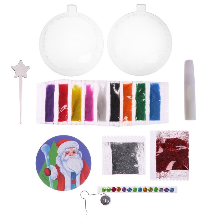Ёлочный шар - фреска своими руками на новый год «Дед Мороз», новогодний набор для творчества Ёлочный шар - фреска своими руками на новый год «Дед Мороз», новогодний набор для творчества