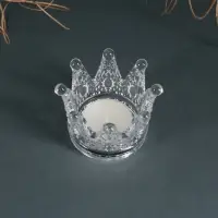 Стеклянный подсвечник на 1 свечу &laquo;Корона&raquo;, прозрачный, 5&times;7&times;7 см