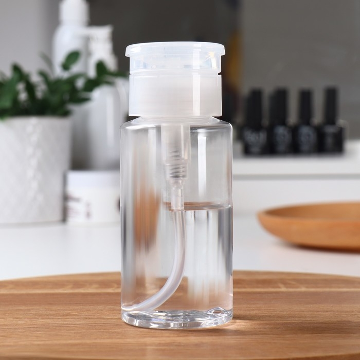 Флакон с помпой, 150 мл, цвет белый/прозрачный Флакон с помпой, 150 мл, цвет белый/прозрачный