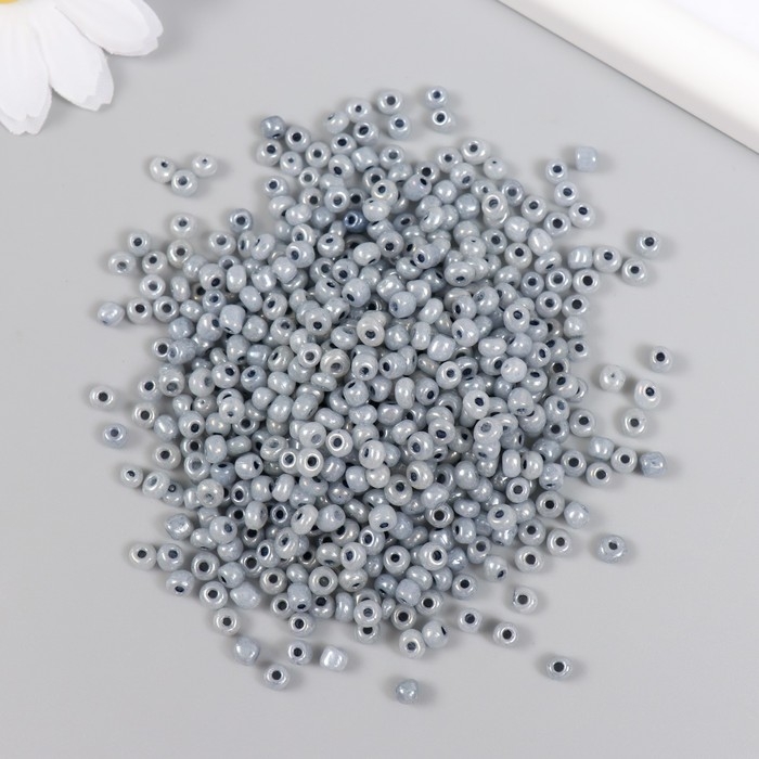 Бисер стекло 6/0  Бисер стекло 6/0 "Графит" полупрозрачный перламутр 450 гр