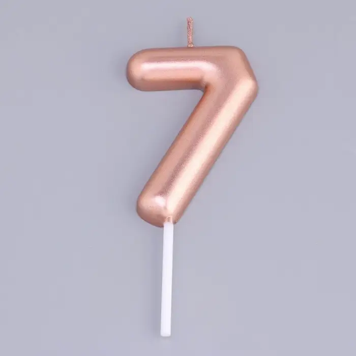 Свеча в торт &laquo;Европейская&raquo;, цифра 7, 6 см, розовое золото