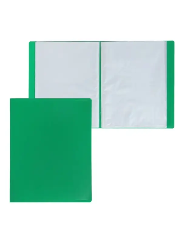 Папка с 100 вкладышами А4, 700 мкм, Calligrata, текстура &laquo;песок&raquo;, зелёная