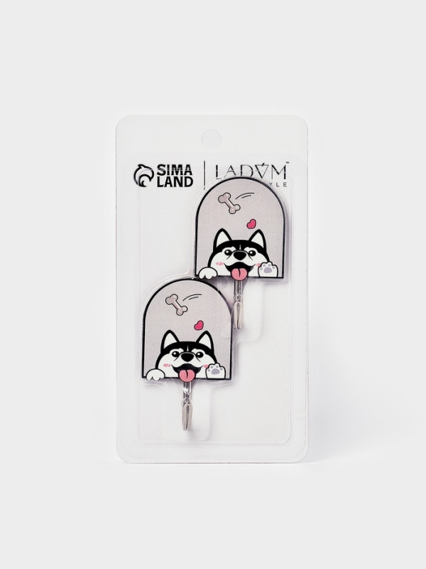 Набор самоклеящихся крючков Набор самоклеящихся крючков "Wooden animals ", 2 шт 7,7х2,2х4,6 см