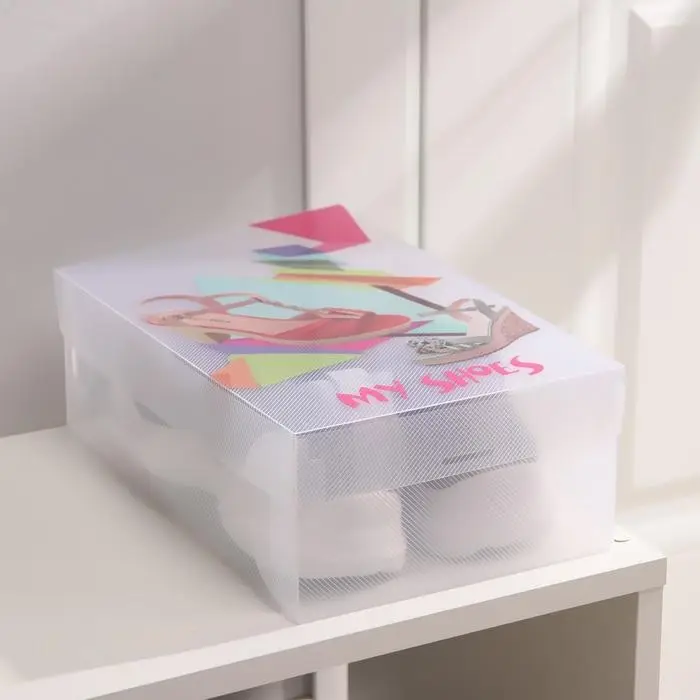 Короб для хранения обуви с ручкой «Босоножки», 31×18×11 см, цвет прозрачный