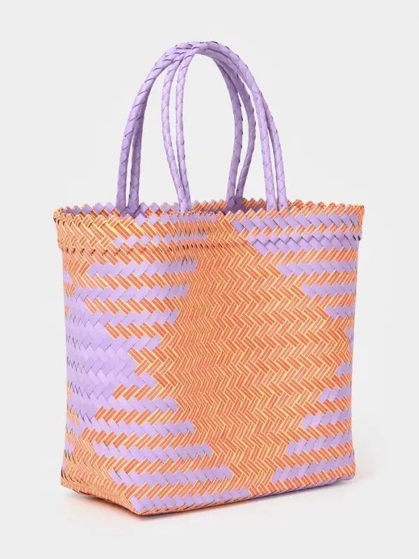 Сумка плетёная, 30&times;10&times;30 см, пластик, сиренево-жёлтая