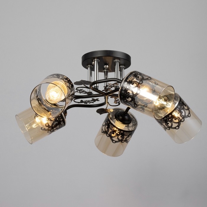 Люстра Люстра "Рузанна" 5хЕ27 40Вт черно-золотой 60х60х27 см BayerLux