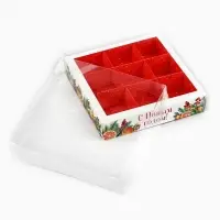 Коробка под 9 конфет новогодняя с ячейками &laquo;Аромат праздника&raquo;, 14.5&times;14.5&times;3 см