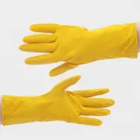 Перчатки хозяйственные Доляна, 2 пары, размер M, ХБ напыление, латексные, жёлтые
