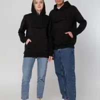 Худи унисекс с карманом на груди Chest Pocket, черное, размер XL/2XL