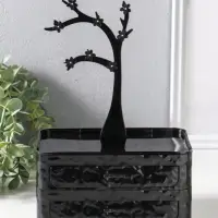 Шкатулка универсальная  "Цветущее дерево", 2 яруса,  17,2х10,5х24 см,  цвет чёрный