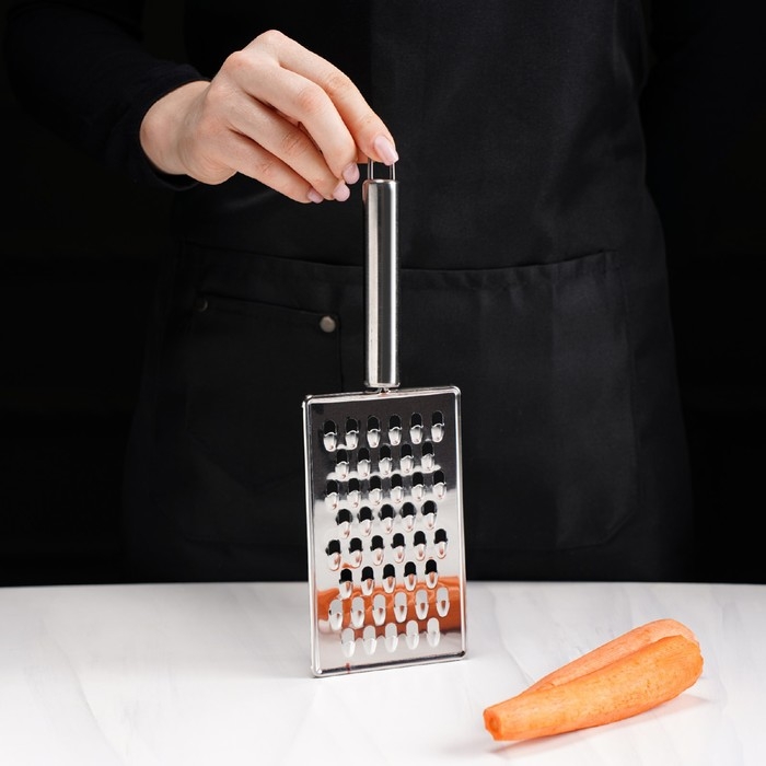 Тёрка для сыра крупная Доляна «Металлик», 14×8 см, с ручкой, цвет серебристый Тёрка для сыра крупная Доляна «Металлик», 14×8 см, с ручкой, цвет серебристый