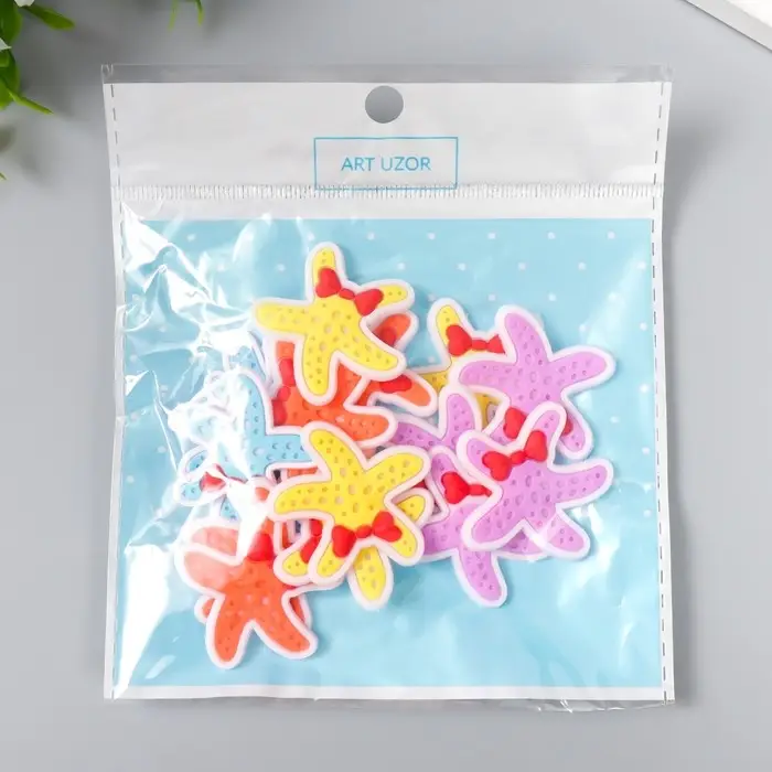 Декор для творчества резина "Морская звезда с бантиком" набор 16 шт 3,5х3,5 см