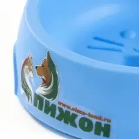 Миска двойная &laquo;Кошка&raquo;, 25&times;13&times;3.5 см, с прорезиненными ножками, пластик, синяя