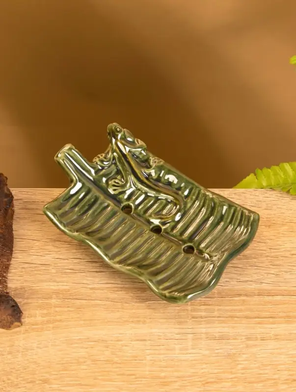 Мыльница «Геккон», 13×8×3.5 см, керамика, зелёная