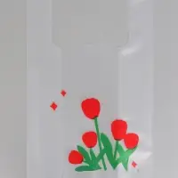 Пакет майка подарочный с боковой складкой, прозрачный, &laquo;Тюльпаны&raquo;, 26&times;43+14 см &plusmn; 5%, 60 мкм