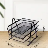 Лоток для бумаг горизонтальный, металлическая сетка, 3 отделения, чёрный