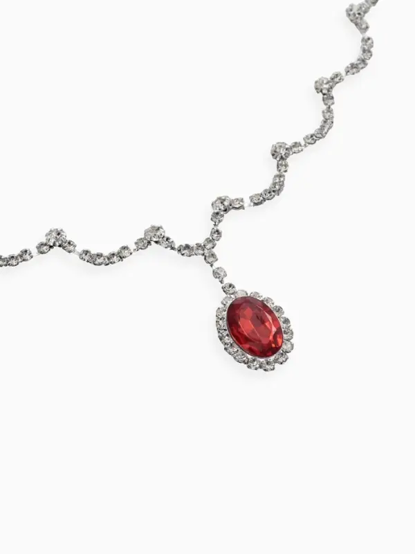 Набор 2 предмета: серьги, колье &laquo;Вечерний шик. Капля&raquo;, бело-красный в серебре