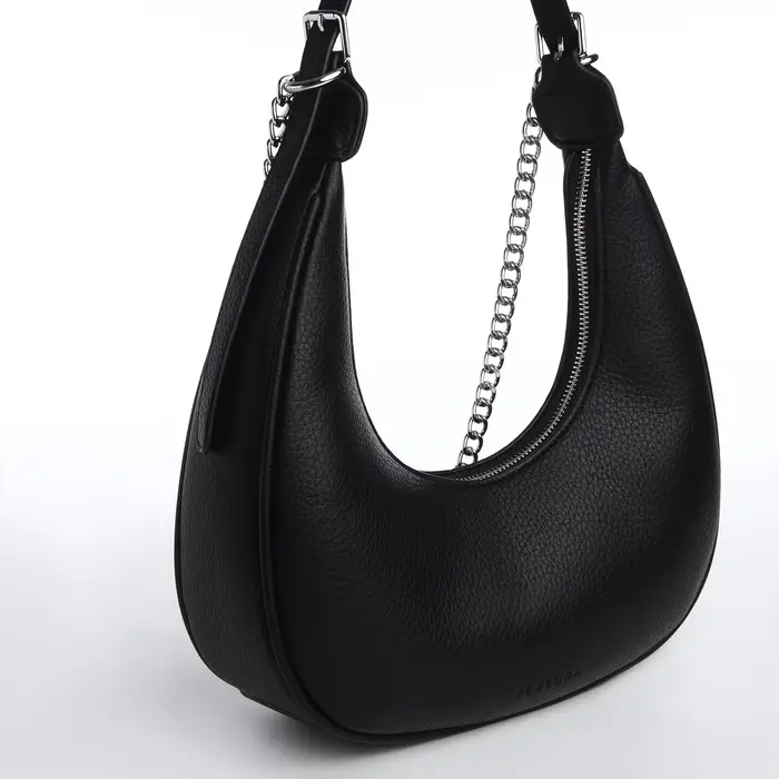 Сумка женская багет TEXTURA на молнии, 28&times;7&times;26 см, чёрная