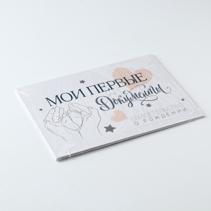 Папка для свидетельства о рождении Папка для свидетельства о рождении "Мои первые документы", текст, 23 х 17 см