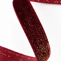 Лента бархатная, с золотым люрексом, 10 мм, 18&plusmn;1 м, бордовая №46