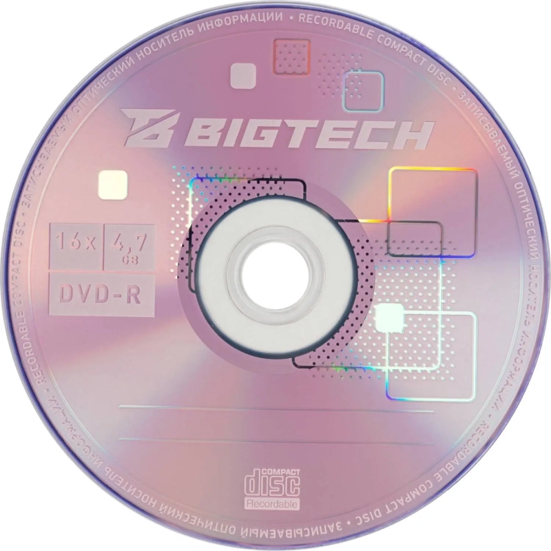 Носители информации Bigtech YDVDRB006 DVD-R 4,7 Гб/16x/1шт (бокс)