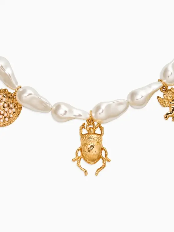 Бусы &laquo;Жемчуг. Скарабей&raquo;, 40 см, №10, белые в золоте