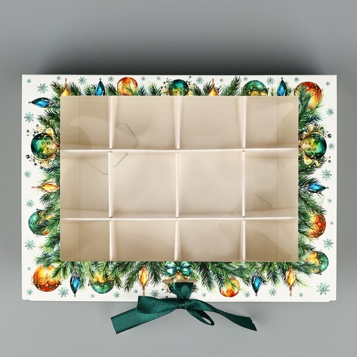 Коробка под 12 конфет с ячейками «С Новым годом!» 18.8 х 13.5 х 3.5 см, Новый год Коробка под 12 конфет с ячейками «С Новым годом!» 18.8 х 13.5 х 3.5 см, Новый год