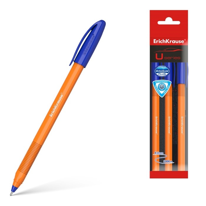 Набор ручек шариковых ErichKrause U-108 Orange Stick, 3 штуки, игольчатый узел 1.0 мм, цвет чернил синий, супермягкое письмо, корпус оранжевый Набор ручек шариковых ErichKrause U-108 Orange Stick, 3 штуки, игольчатый узел 1.0 мм, цвет чернил синий, супермягкое письмо, корпус оранжевый