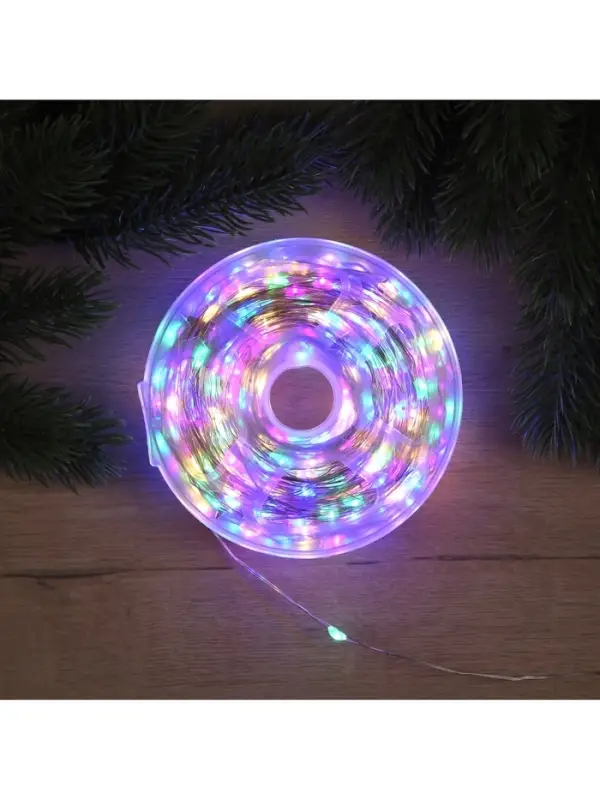 Гирлянда &laquo;Нить&raquo; 100 м роса, IP44, серебристая нить, 1000 LED, свечение мульти, 18 В