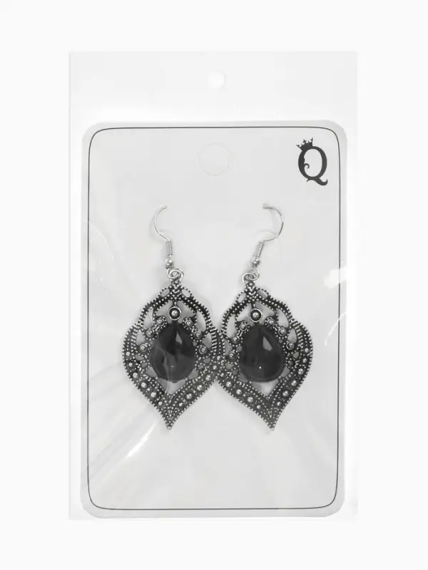 Серьги ассорти &laquo;Капля&raquo; изящность, ажурная, цвет чёрный в чернёном серебре