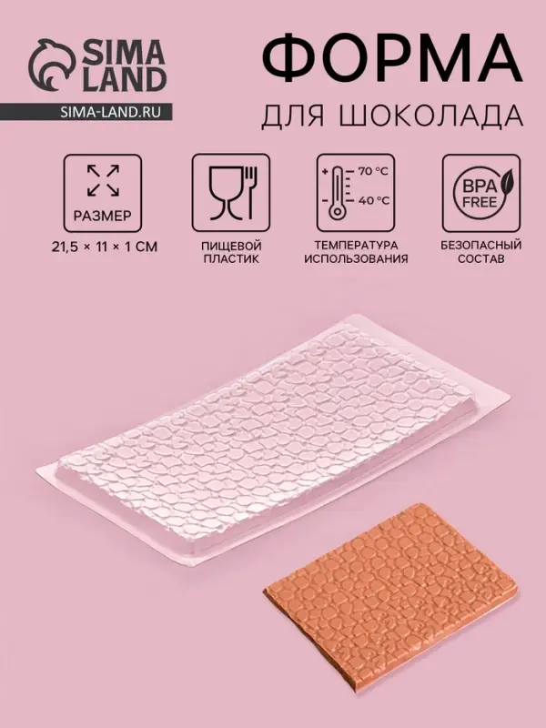 Форма для шоколада «Шоколад пористый», пластик, 21.5×11.5×1 см, прозрачная Форма для шоколада «Шоколад пористый», пластик, 21.5×11.5×1 см, прозрачная
