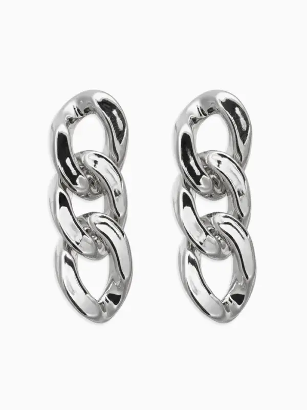 Серьги металл &laquo;Цепь&raquo;, диагональные звенья, цвет серебро