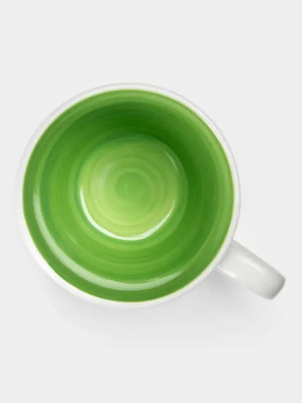 Кружки Доляна &laquo;Палитра&raquo;, 350 мл, набор 4 шт., фарфор, белые, зелёные