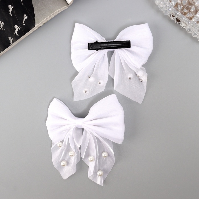 Зажим для волос  Зажим для волос "Марта" (набор 2 шт) грация, 7,5 см, белый