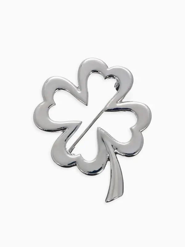 Брошь &laquo;Клевер&raquo;, контур, цвет серебро